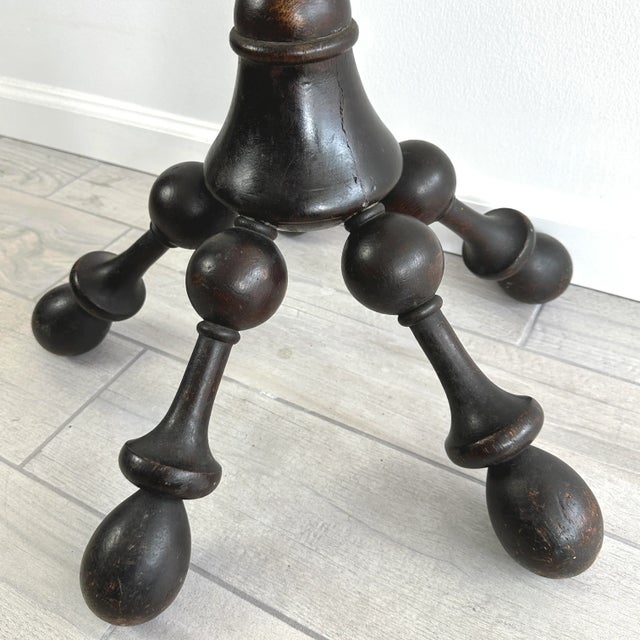 Wood Early 20th Century Ball and Stick Hand Turned Oak Coat & Hat Rack For Sale - Image 7 of 15