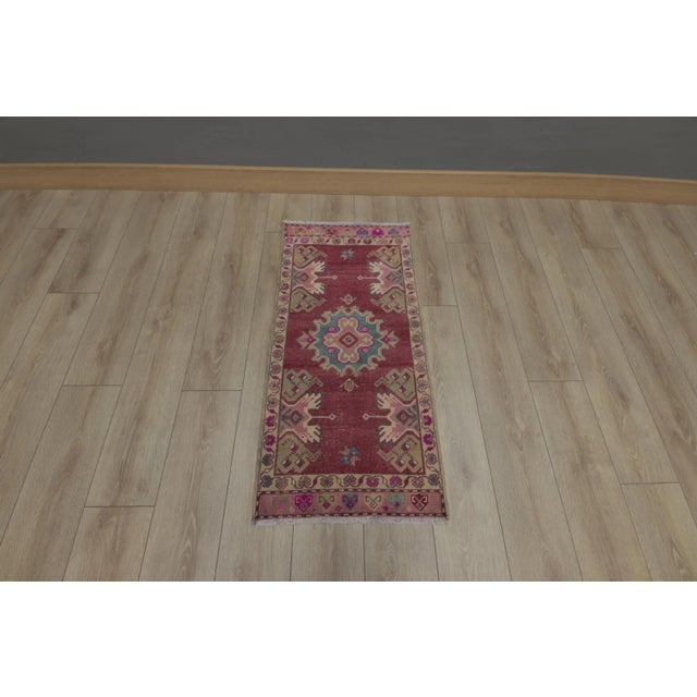 1970s Turkish Anatolian Traditional Red Oushak Doormat Small Rug For Sale - Image 13 of 13
