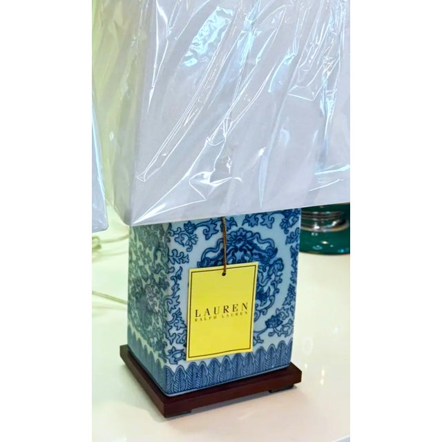 Early 21st Century Lauren Ralph Lauren Blue & White Double Chinoiserie Koi Porcelain Lamps – 2 Available For Sale - Image 5 of 8