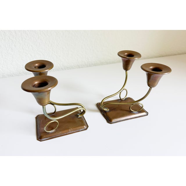 Mid-Century Modern 1950s Brass & Copper Candle Holders For Sale - Image 3 of 14