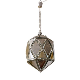 Mirrored Crystal Ceiling Lamp, Italy, 1970s For Sale