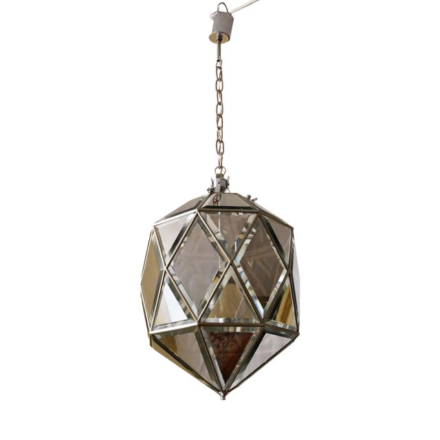 Mirrored Crystal Ceiling Lamp, Italy, 1970s For Sale