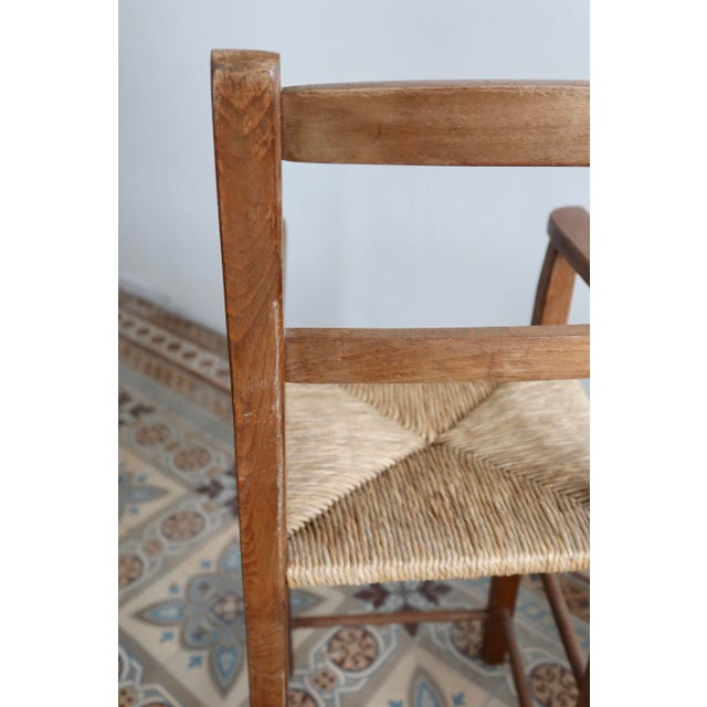 Vintage Wooden Children's High Chair with Straw Seat, 1980s For Sale - Image 4 of 9