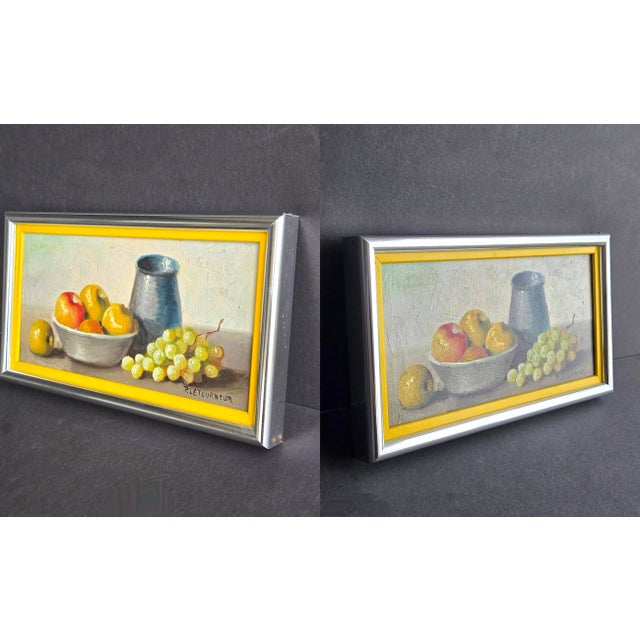 Mid-Century Modern Vintage Still Life Oil Painting, Signed P. Letourneur For Sale - Image 3 of 10