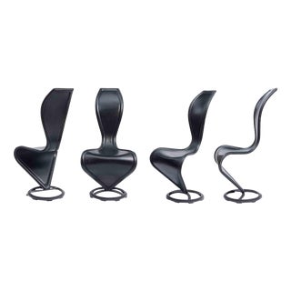 Black Leather S Chairs for Cappellini by Tom Dixon, 1990s, Set of 4 For Sale