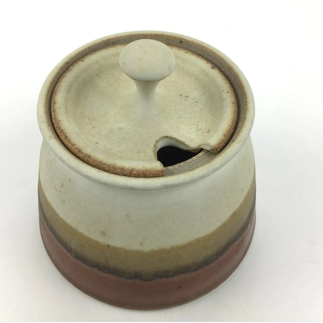 Rustic Artisan Hand Thrown Clay Salt or Sugar Cellar For Sale - Image 3 of 11