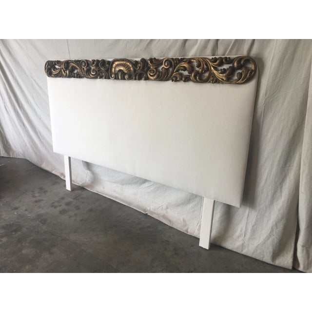 Italian Upholstered Headboard With 19th C Gilt Fragment Accents Chairish