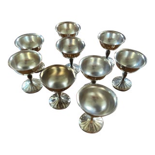 Vintage International Silver Silverplate Champagne Coupes- Set of 9 For Sale