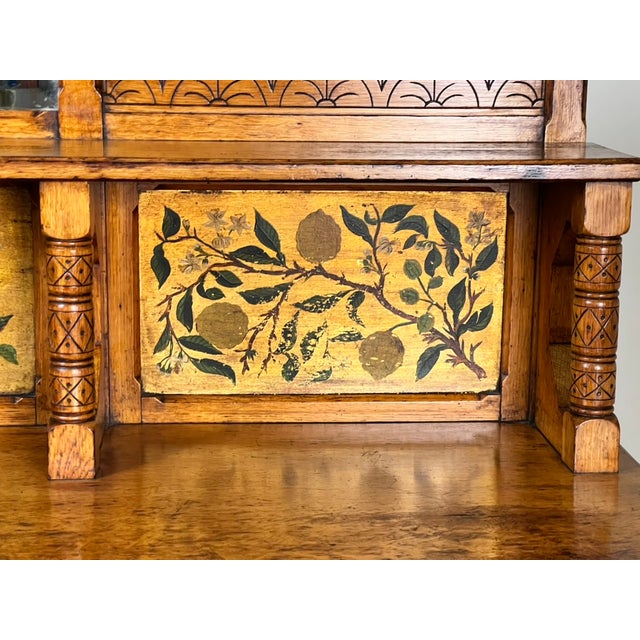 Wood Antique Victorian Aesthetic Movement Oak Desk in Original Finish C. Late 19th Century For Sale - Image 7 of 14