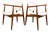Mid Century Modern Armchairs Dining Chairs Walnut Wood 2 Two White American Pair For Sale