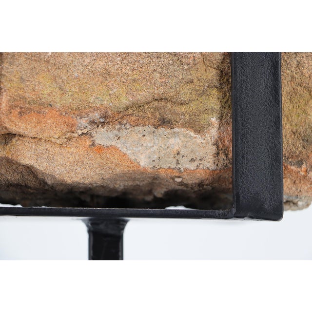 Stone 19th Century Large Buddha Votive Plaque, Sandstone on Metal Stand, India For Sale - Image 7 of 17