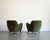 Vladimir Kagan Barrel Lounge Chairs in Olive Green Velvet and Walnut Legs For Sale - Image 4 of 10