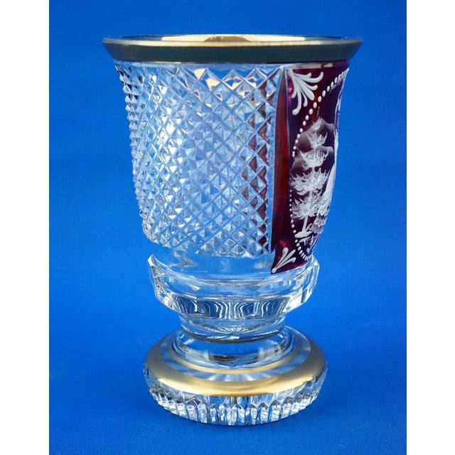 Cut Crystal Goblet Vase with Glass Paste Lady attributed to Val Saint Lambert, Belgium, 19th Century For Sale - Image 3 of 18