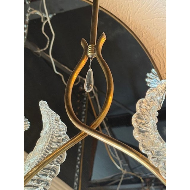 Vintage Murano Glass and Brass Pendant For Sale - Image 4 of 5