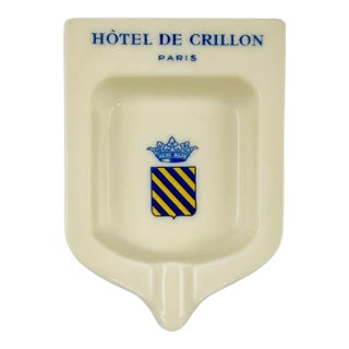 Vintage Hotel De Crillon Paris Opalex Milk Glass Ashtray Catchall Dish France For Sale