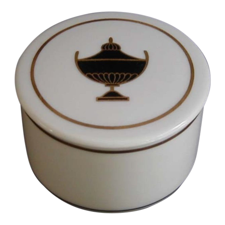Richard Ginori Impero Black Round Porcelain Box | Chairish
