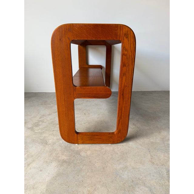Brown 1970s Mid-Century Modern Hodges Mersman Oak & Smoked Glass Console Sofa Table For Sale - Image 8 of 11