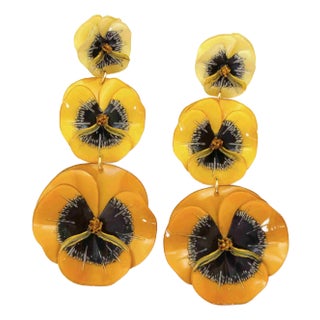 PENSÉE, Maxi dangling earrings, Yellow, Stud For Sale