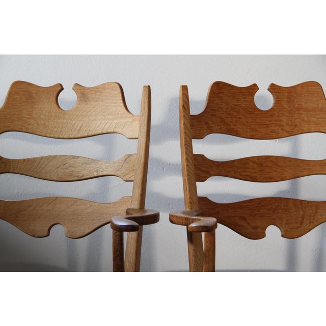 Wood Vintage Brutalist Oak Razorblade Red Striped Armchair attributed to H. Kjærnulf, 1960s For Sale - Image 7 of 18