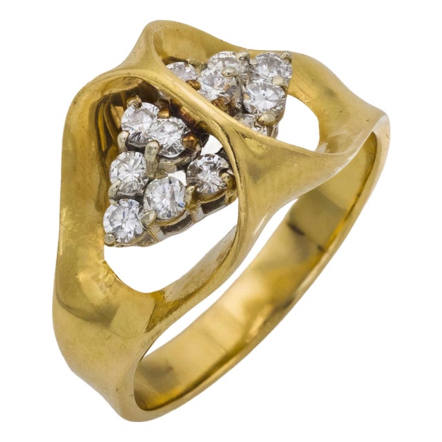 Vintage Diamond 14k Yellow Gold Ring, Size 11.5 For Sale