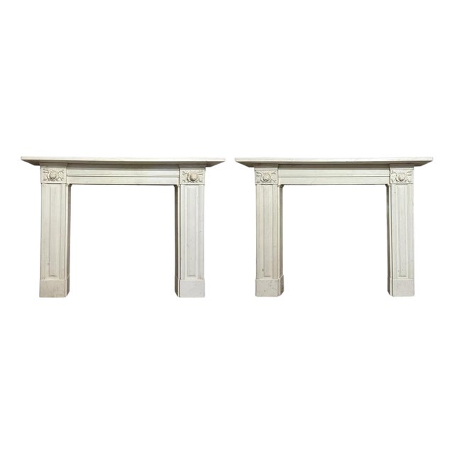 Regency English Fireplace Mantels in White Marble, 1830, Set of 2 For Sale