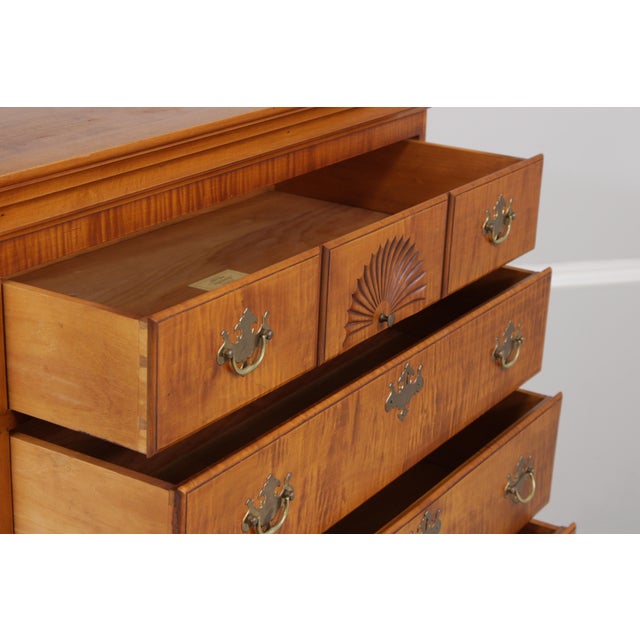 1980s Eldred Wheeler Tiger Maple Highboy Hand Signed For Sale - Image 5 of 16