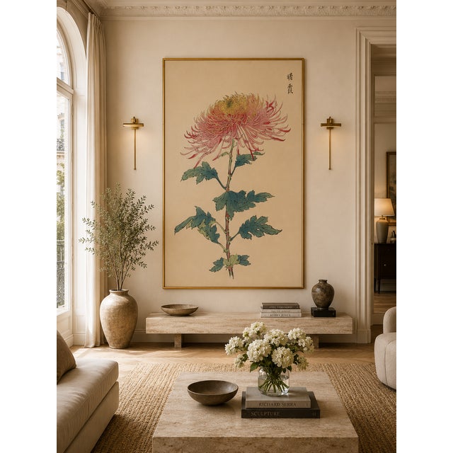 Paper Japanese Spider Mum by Hasegawa, Vintage Botanical Art Print, 40" X 60" For Sale - Image 7 of 9