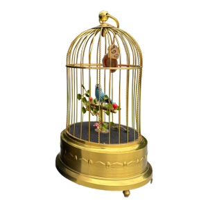 1950s Karl Griesbaum Made in Germany Mechanical Singing Bird Cage Automaton - New in Box
