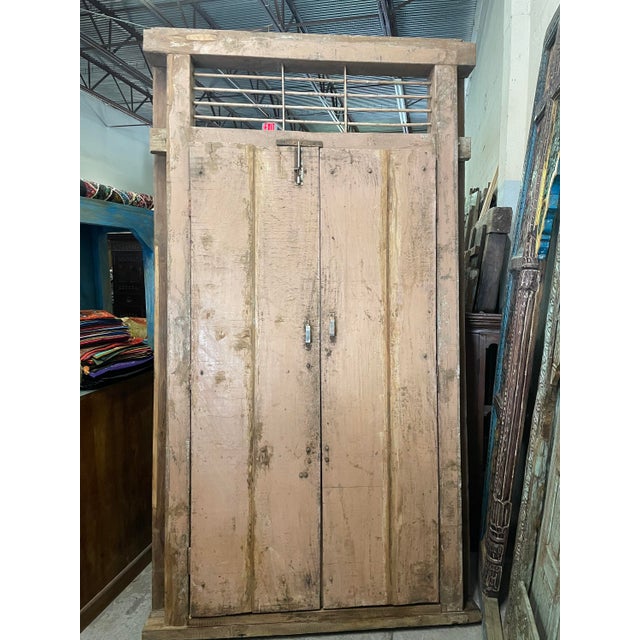 Antique Indo-French Teak Garden Double Doors | Hand-Carved Architectural Statement 98 For Sale In Orlando - Image 6 of 7
