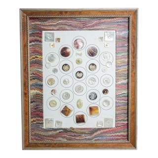 Fascinating Collection of Framed Mother of Pearl Antique Buttons Clothing Fashion For Sale