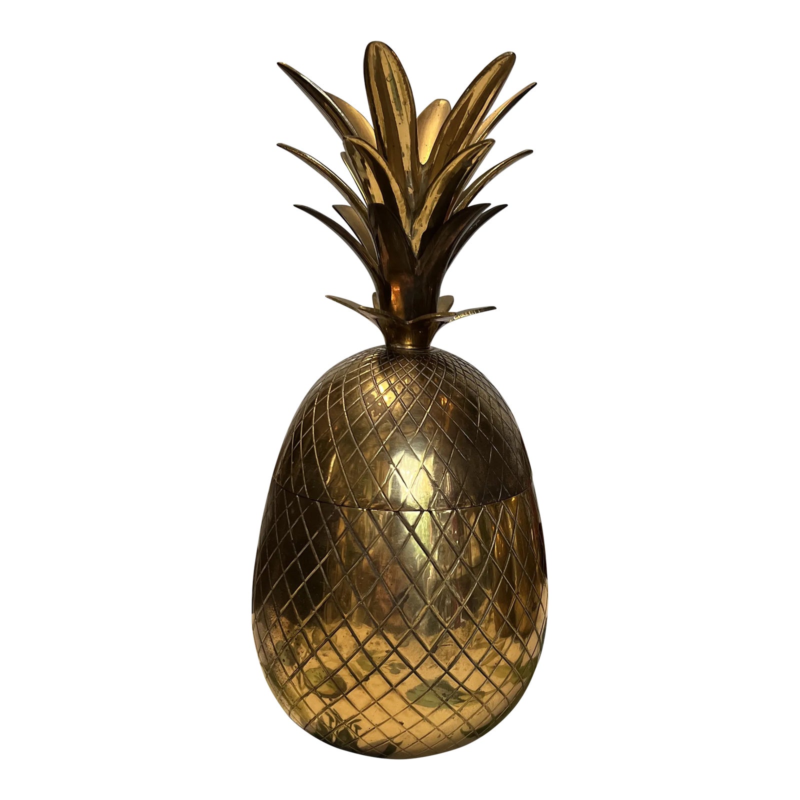 1970s Oversized Brass Pineapple Container Chairish