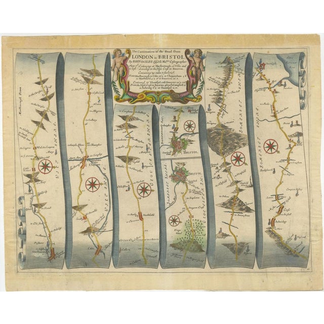 Antique Map of the Road from Marlborough to Huntspil For Sale - Image 3 of 6