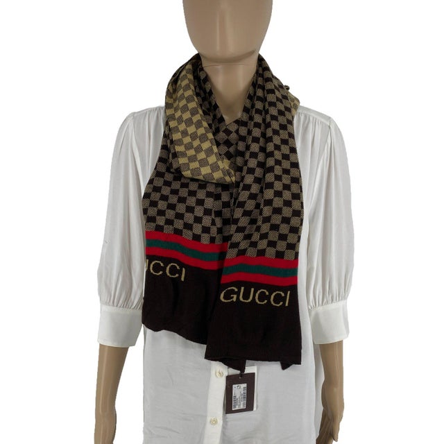 Gucci Gucci Light Brown 100% Soft Wool Scarf Brand New! For Sale - Image 4 of 12
