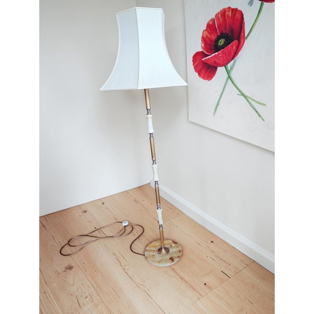Vintage Art Deco Floor Lamp in Onyx with Brass Stand, 1930s For Sale - Image 3 of 18
