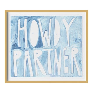 Howdy Partner by Virginia Chamlee in Gold Frame, Large Art Print For Sale