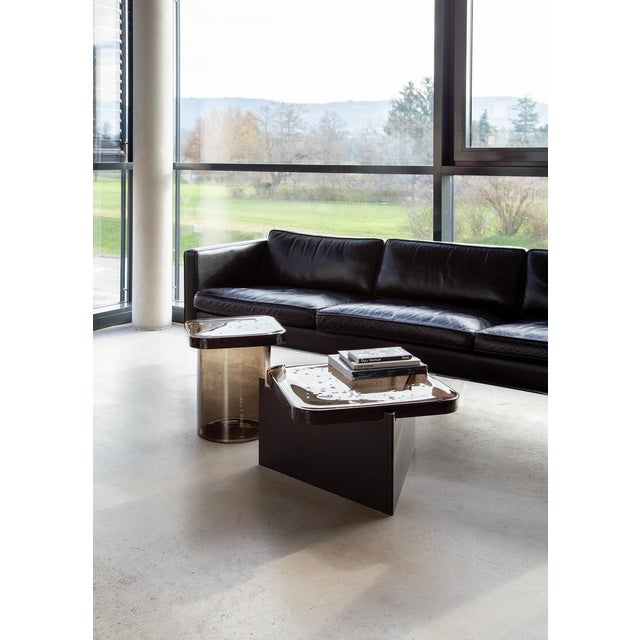 Alwa Square One Super Big Side Table with Transparent Top and Black Base by Sebastian Herkner for Pulpo For Sale - Image 4 of 8