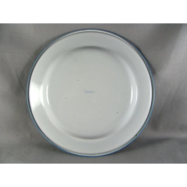 8" Mid Century Modern Kockums Jernverk Sweden Enamelware Turquoise Blue Horse Pony Plate Child's Dish For Sale - Image 4 of 8