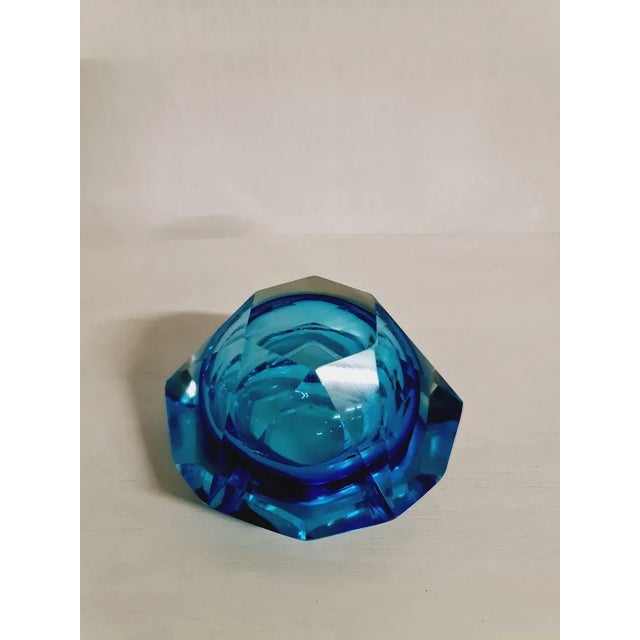 Blue Mid-Century Blue Crystal Glass Bowl, 1960s For Sale - Image 8 of 9
