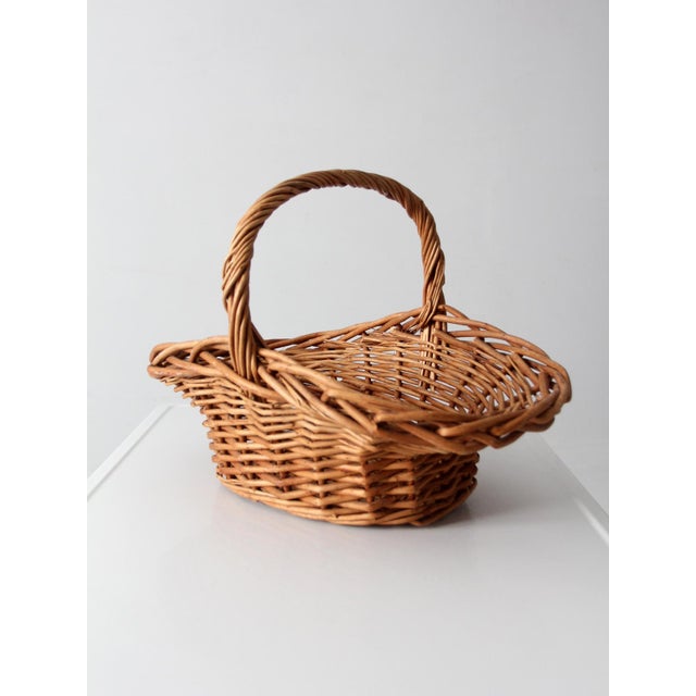 Vintage Wicker Gathering Basket For Sale - Image 6 of 10