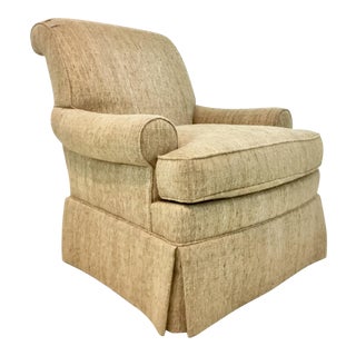 William E. Poole for Hickory Chair Transitional Raw Silk Whitley Club Chair For Sale