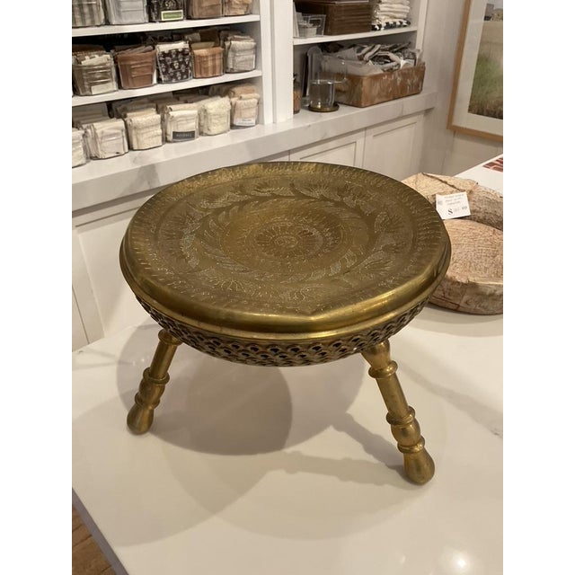 Solid Brass Small Low Stool For Sale - Image 9 of 12