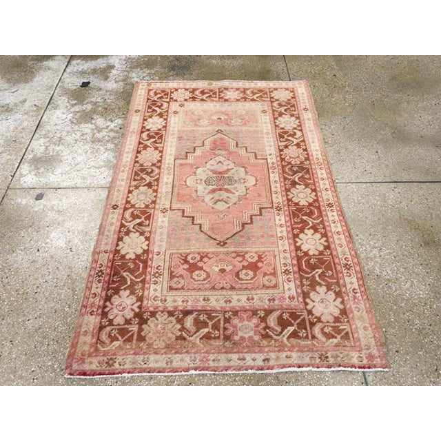 Galerie Shabab Collection Mid-20th Century Turkish Oushak Throw Rug For Sale - Image 4 of 8
