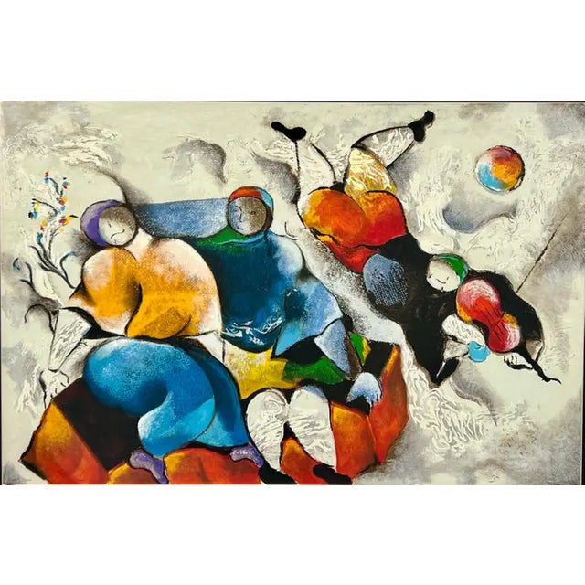 A captivating composition by Israeli artist David Schluss, Love Story embodies a lyrical fusion of figurative abstraction...