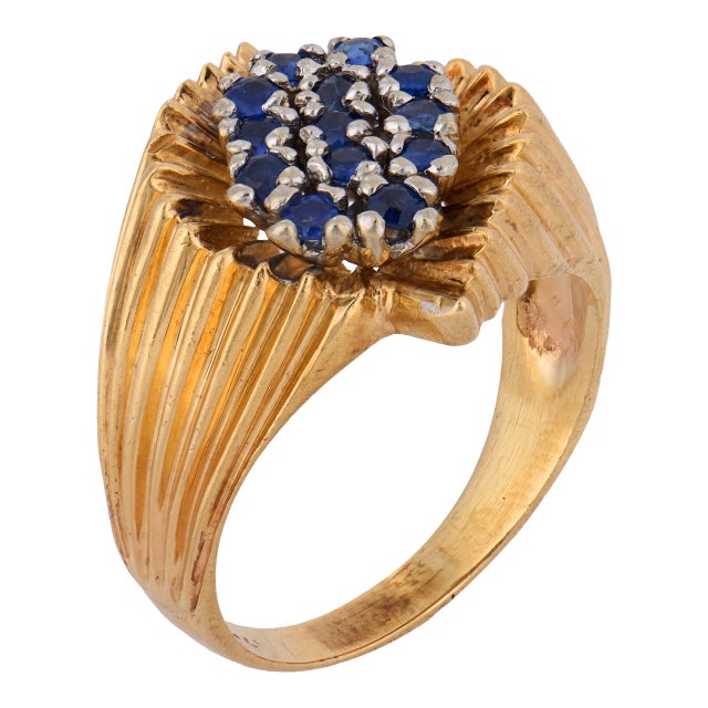 Vintage Sapphire 14k Yellow Gold Ring, Size 6.75 For Sale