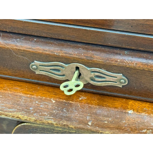 Victorian Lebus Manner Oak Roll Top Desk For Sale - Image 11 of 12