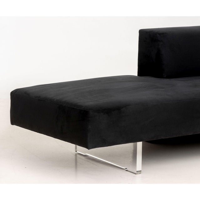 Late 20th Century Vladimir Kagan "Omnibus" Black Suede Upholstered Sofa For Sale - Image 5 of 10