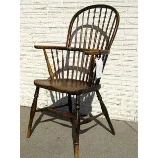 English tall stick back windsor chair with turned H shaped stretchers. 1800 21 x 19 x 41