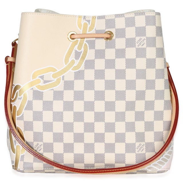 Contemporary Damier Azur Canvas Nautical Ropes Neonoe MM For Sale - Image 3 of 6