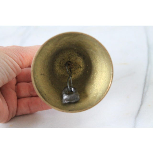 Metal Mid-Century Polished Brass Arching Cat Dinner Bell For Sale - Image 7 of 7