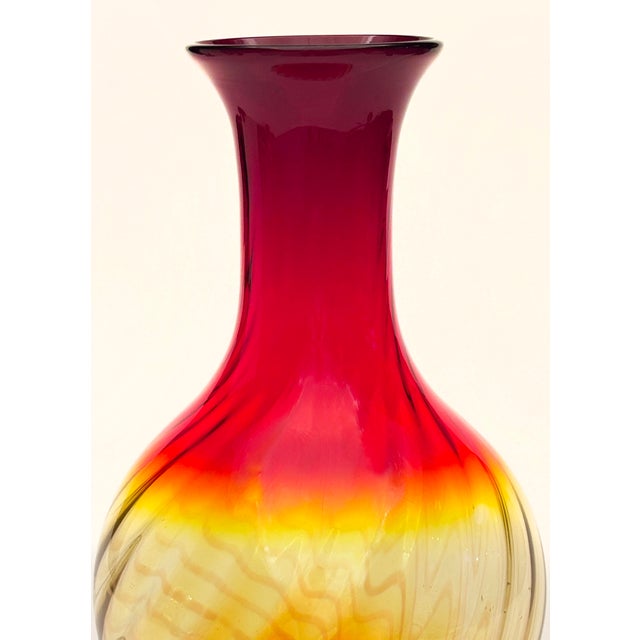 1970s 1970s MCM Tall Tangerine Swirl Vase by Blenko For Sale - Image 5 of 12